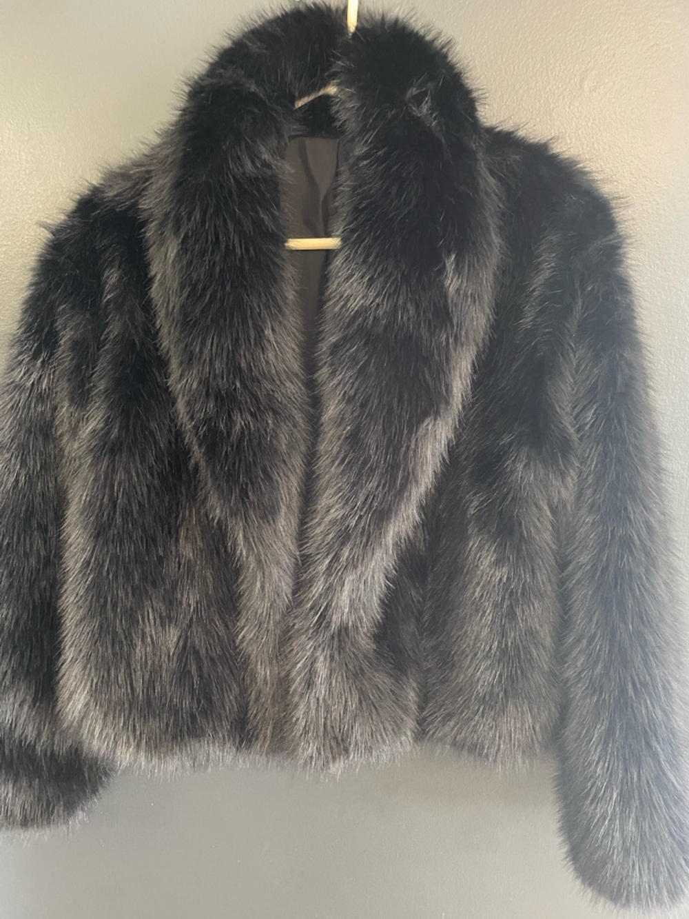 SHEIN Black Faux Fur Teddy Jacket